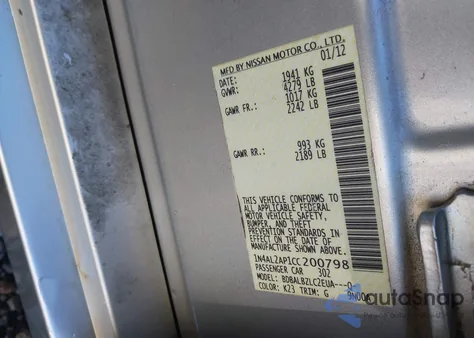 2012 Nissan Altima 2.5 S from USA, damaged, VIN 1N4AL2AP1CC200798